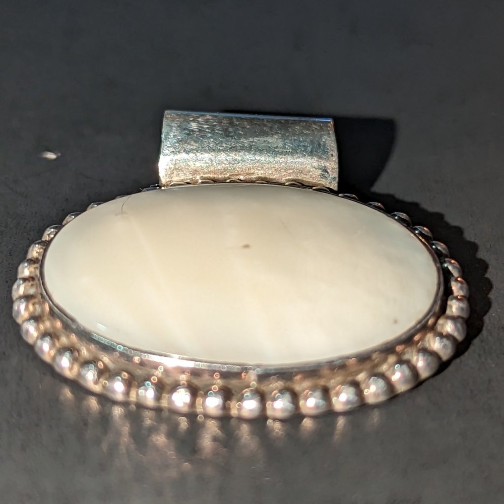 Large sterling silver and mother of pearl pendant to vintage - Picture 5 of 5
